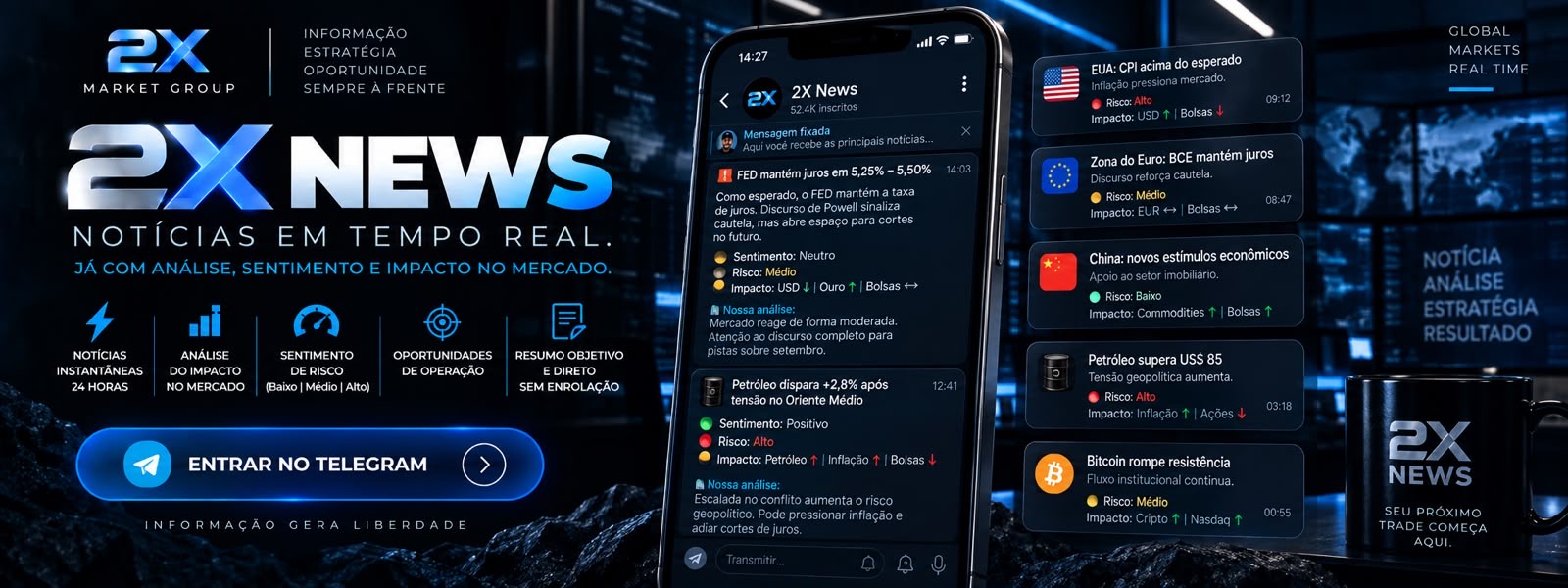 2X News — notícias em tempo real no Telegram