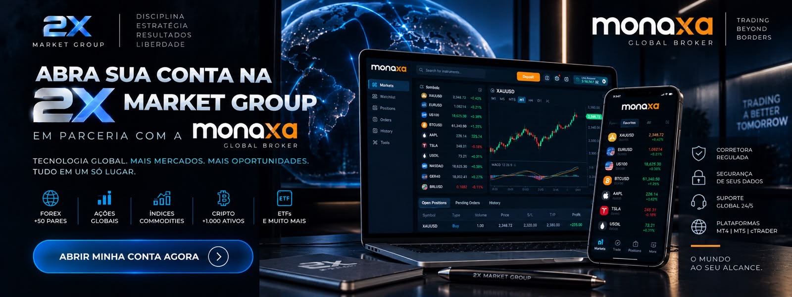 Abra sua conta na Monaxa Global Broker